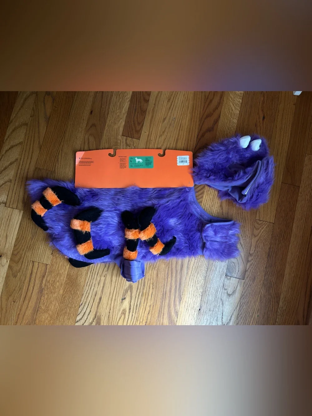 Boots & Barkley Purple and Orange Fuzzy Spider Pet Costume large